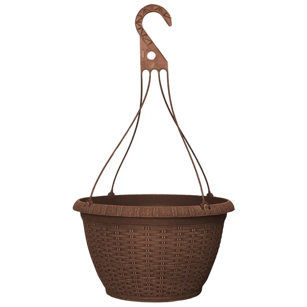 Grower Select 13.00 Wicker Hanging Basket with Hanger Chestnut 2.62gal - 13in OD x 7.5in H (Case of 50)