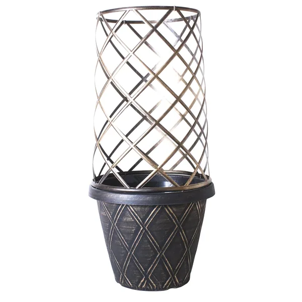 Grower Select 13in Lattice Round W/12in Trellis Cage Black W/White Brush — Case of 36
