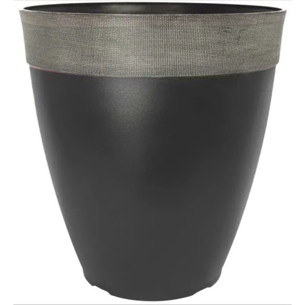 Grower Select 14.00 Gala Tall Planter High Gloss Black With Chalk Rim 7gal - 14in OD X 15in H — Case of 9