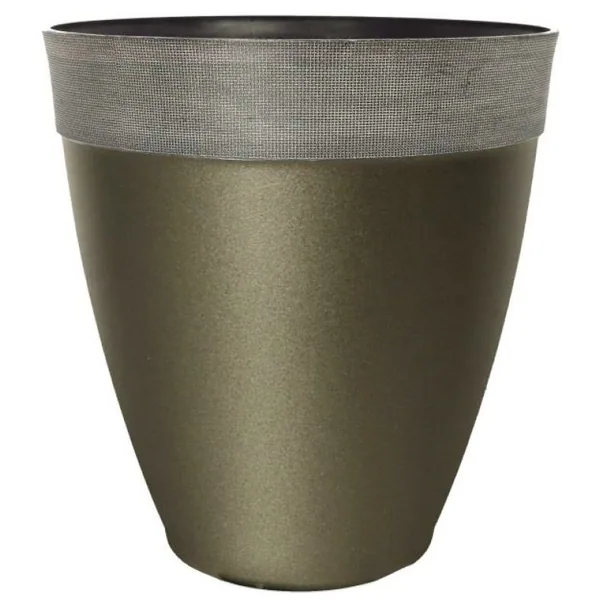 Grower Select 14.00 Gala Tall Planter High Gloss Pewter With Chalk Rim 7gal - 14in OD X 15in H (Case of 9)