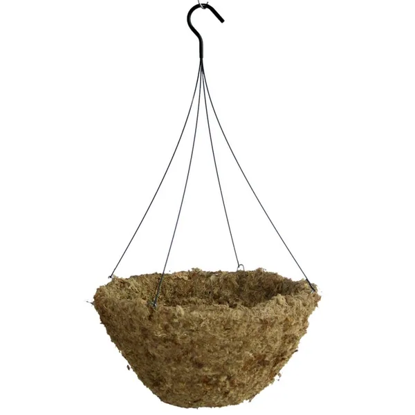 Grower Select 14.00 Hanging Basket Sphagnum Moss w/ Liner and Hanger Round Bottom - 2.7gal/11L Liquid Volume Capacity (Case of 22)