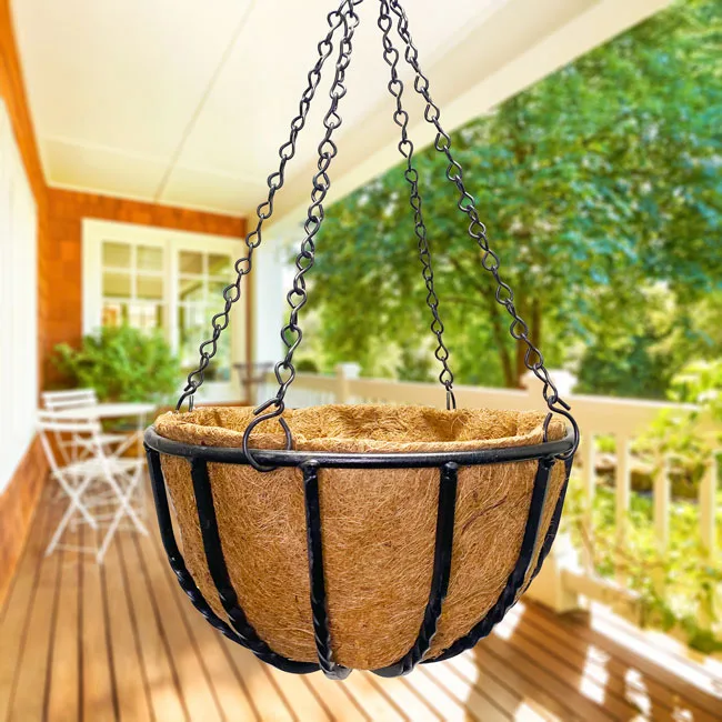 Grower Select 14.00 Lattice Hanging Basket Black w/ Gold Brush w/ 18.00 4-Strand Hanger - 3.17gal (Case of 50) - Image 2
