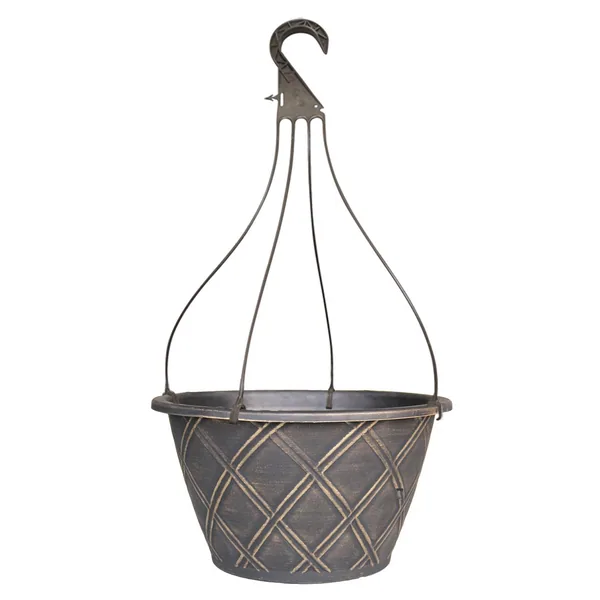 Grower Select 14.00 Lattice Hanging Basket Black w/ Gold Brush w/ 18.00 4-Strand Hanger - 3.17gal (Case of 50)