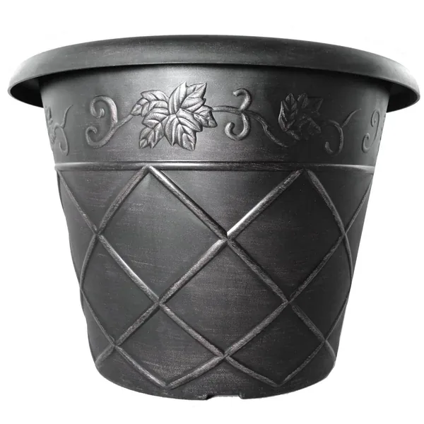 Grower Select 14.00 Lattice Pot Black / Silver 3.5gal - 13.8in Top OD x 8.3in Base OD x 10.3in H (Case of 30) - Image 2