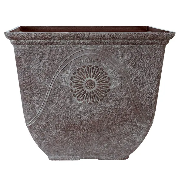 Grower Select 14.50 Anaheim Square Planter Antique Slate, 14.5in OD x 12.0in H x 7.5in BD, 25.2 Liters. 6.7 Gallons (Case of 15)