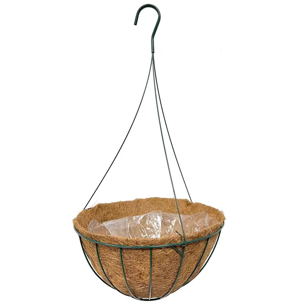 Grower Select 14 in Hunter Green Hanging Basket with Coco Liner