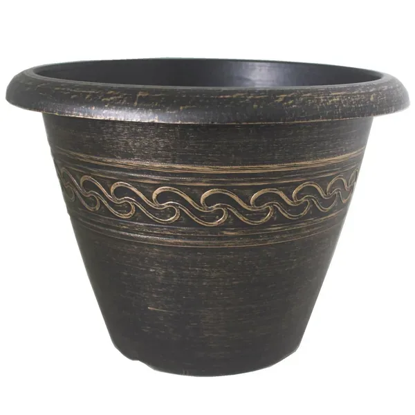 Grower Select 16.00 Wave Planter Gold Brush on Black 4.65gal - 16in OD x 11.8in H x 8.56in BD (Case of 25) - Image 2