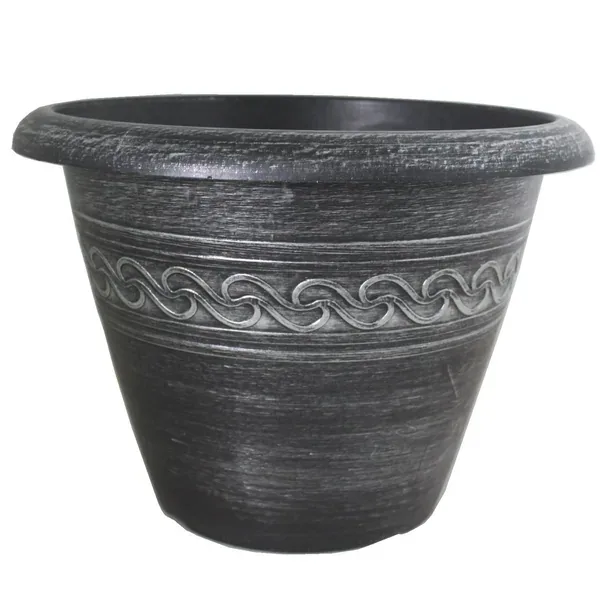 Grower Select 16.00 Wave Planter Silver Brush on Black 4.65gal - 16in OD x 11.8in H x 8.56in BD (Case of 25) - Image 2