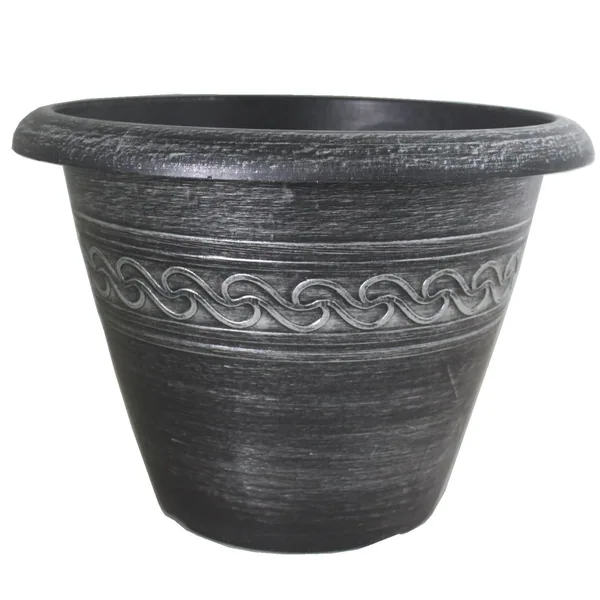 Grower Select 16.00 Wave Planter Silver Brush on Black 4.65gal - 16in OD x 11.8in H x 8.56in BD (Case of 25)
