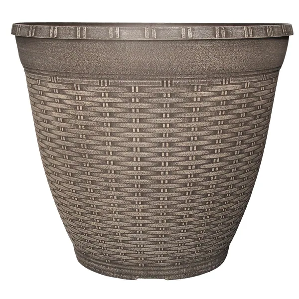 Grower Select 17.00 Wicker Pot Round Coffee Cream, 17in OD x 14.5in H x 9.45in BD, 34.2 Liters, 9 Gallons (Case of 22)