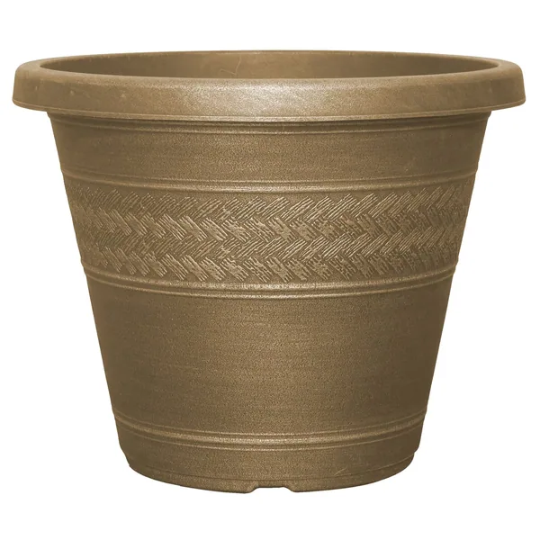 Grower Select 17.20 Rattan Rolled Rim Planter Antique Brass — Case of 20