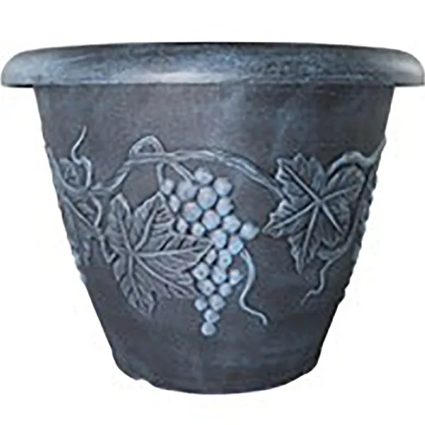 Grower Select 18.00 Grapevine Pot Black With Blue Wash Each, 18.11in OD x 18.11in H x 13.78in Base, 10.3Gal