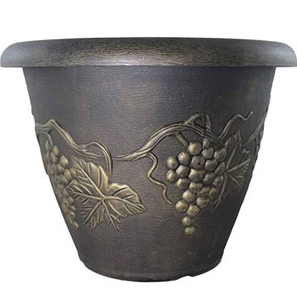 Grower Select 18.00 Grapevine Pot Black With Gold Each, 18.11in OD x 18.11in H x 13.78in Base, 10.3Gal