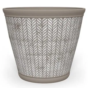 Grower Select 18.00 Whale Tail Round Planter Cappuccino w/White, 17.6in OD x 14.19in H, 8.7 Gallons — Case of 13