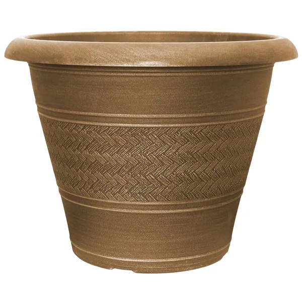 Grower Select 20.00 Rattan Rolled Rim Planter Antique Brass — Case of 12