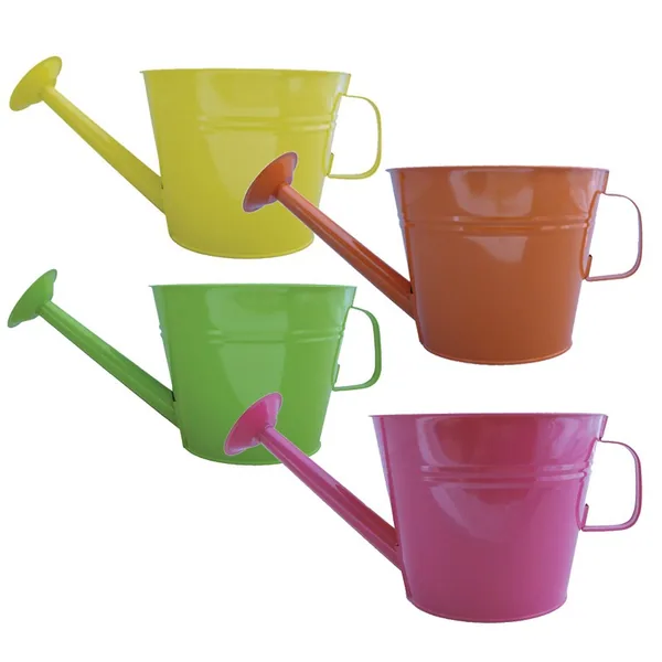 Grower Select 7.50 Watering Can Planter Assorted - 3 Each of Yellow, Fuchsia, Green and Orange — Case of 12