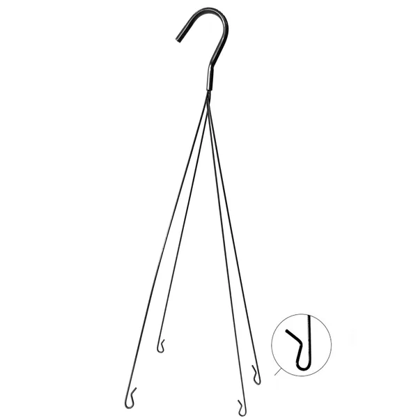Gs Wire Hanger Black 4 Strand Fits 16" And 12" Cone Coco Lined Hanging Baskets