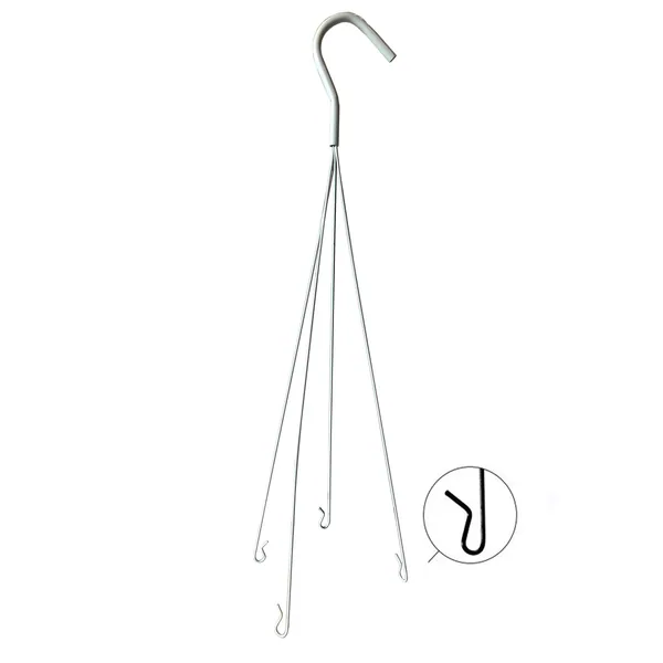 Gs Wire Hanger White 4 Strand Fits 16" And 12" Cone Coco Lined Hanging Baskets