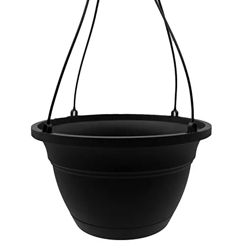 HC 12" Eclipse Round Hanging Basket Black - Image 2