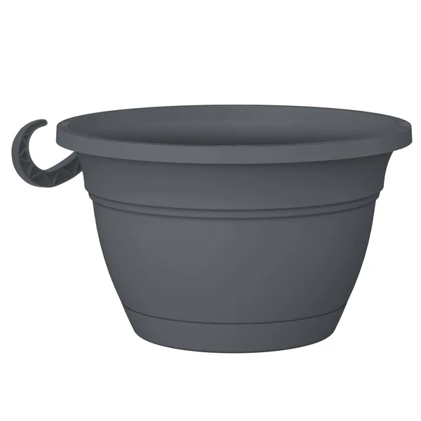 HC 12" Eclipse Round Hanging Basket Warm Gray