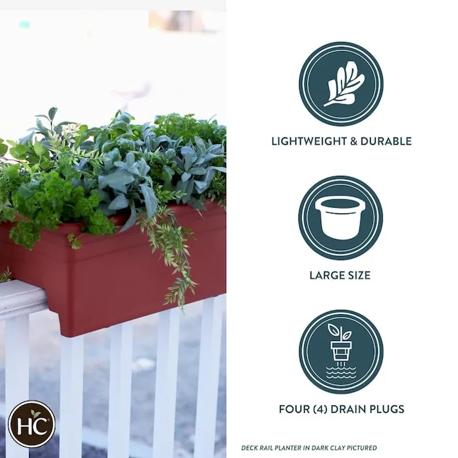 HC 24" Deck Rail Box Planter Clay - Image 2