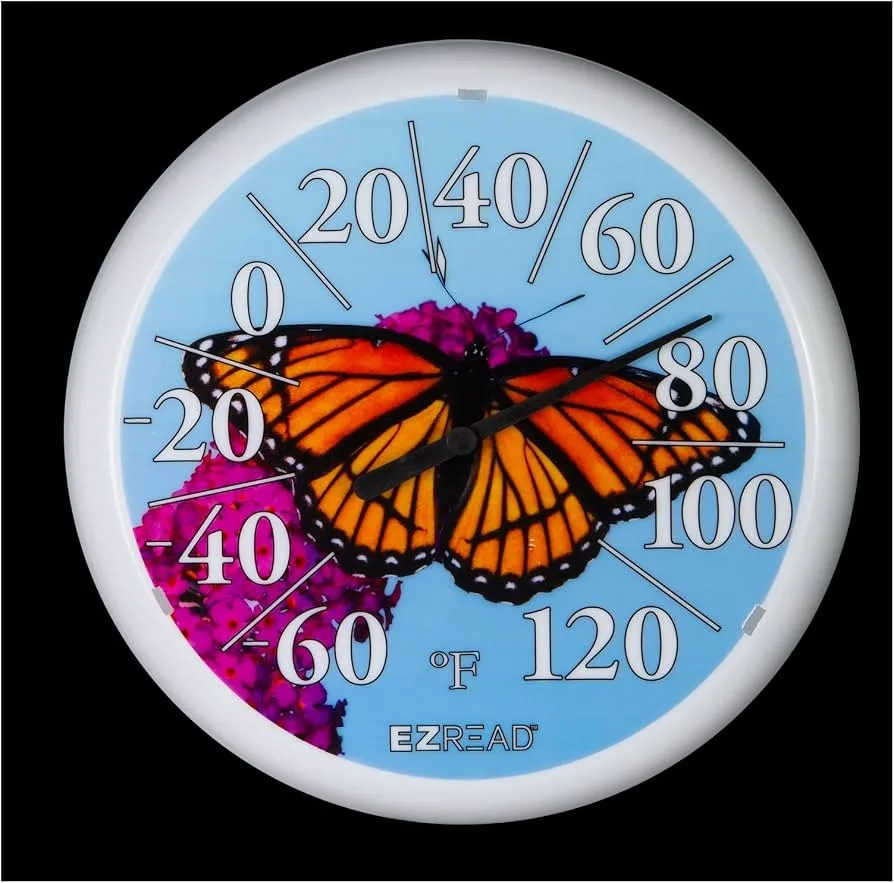 Headwind 10" EZ Read Deco In/Out Thermometer Butterflies - Image 2