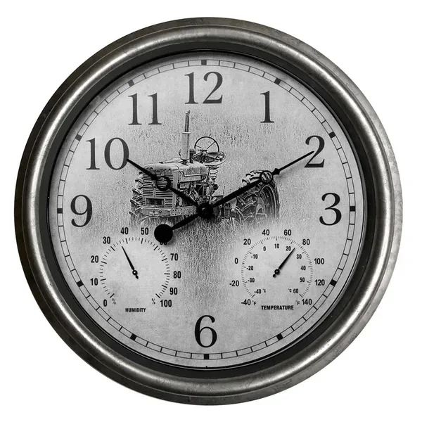 Headwind 15" EZ Read In/Out Clock w/ Thermometer Galvanized Look - Image 2