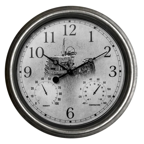 Headwind 15" EZ Read In/Out Clock w/ Thermometer Galvanized Look