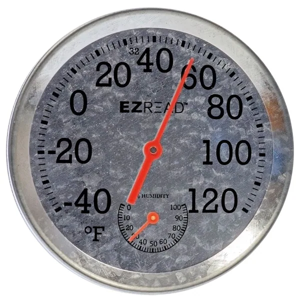 Headwind 8" EZ Read Metal Dial Thermometer/ Hygrometer Antique Aluminum