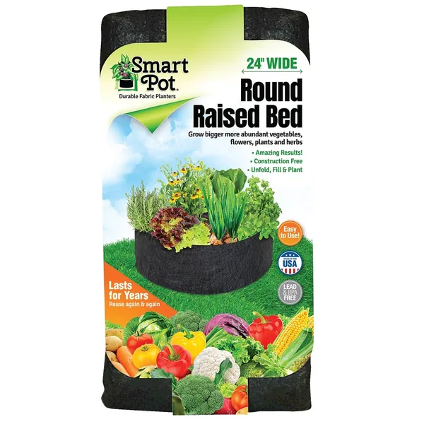 High Caliper Growing Smart Pot 24" Round Raised Bed Black
