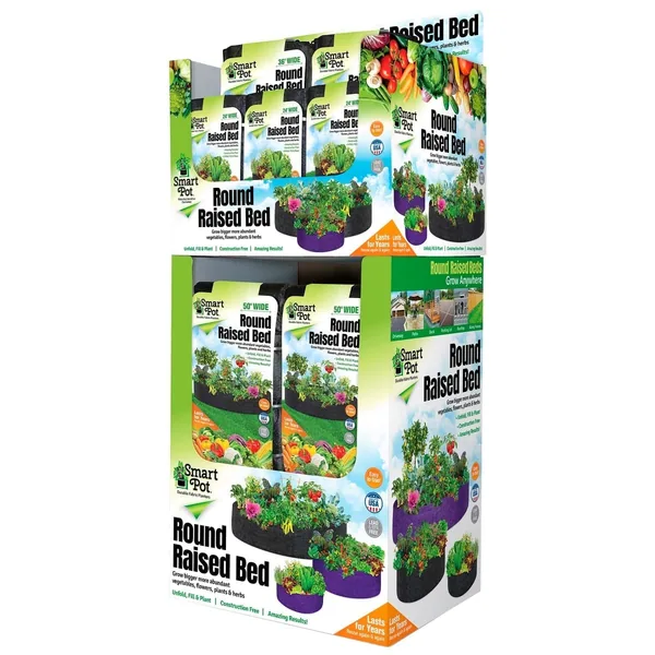 High Caliper Growing Smart Pot 32pc Round Raised Qtr Mix Display Black