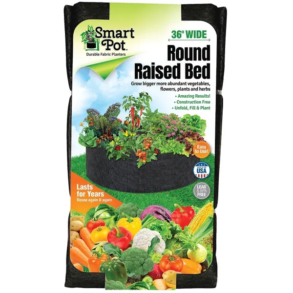 High Caliper Growing Smart Pot 36" Round Raised Bed Black