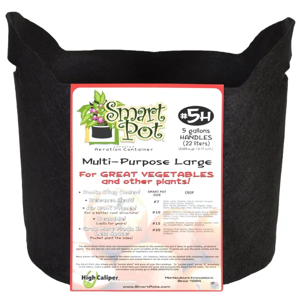 High Caliper Growing Smart Pot 5gal Multi Purpose Large With Handles