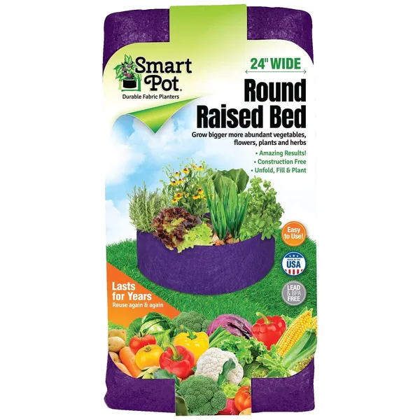 High Caliper Growing Smart Pot Round Raised Bed 24" Purple