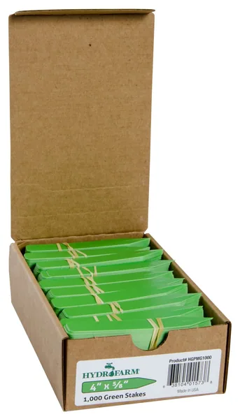 Hydrofarm Plant Stake Labels, Green, 4" x 5/8" - Case of 1,000