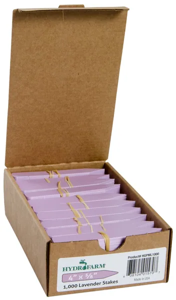 Hydrofarm Plant Stake Labels, Lavender, 4" x 5/8"
