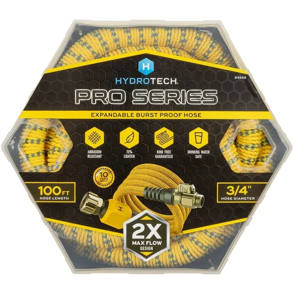 Hydrotech 3/4"x100' ProSeries Expandable Max-Flow Hose Yellow