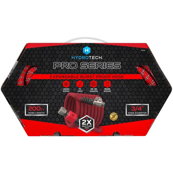 Hydrotech 3/4"x200' ProSeries Expandable Max-Flow Hose Red