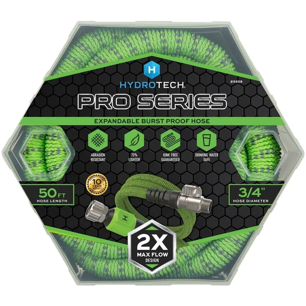Hydrotech 3/4"x50' ProSeries Expandable Max-Flow Hose Green