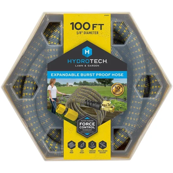 Hydrotech 5/8"x100' Expandable Burst Proof Hose Yellow