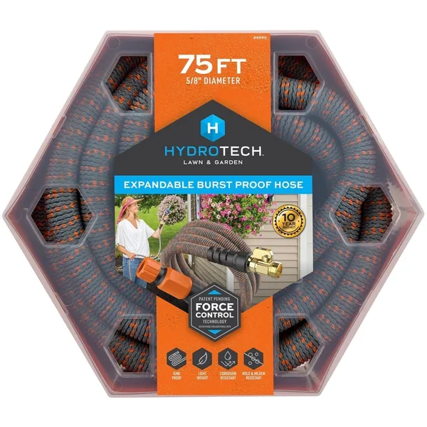 Hydrotech 5/8"x75' Expandable Burst Proof Hose Orange