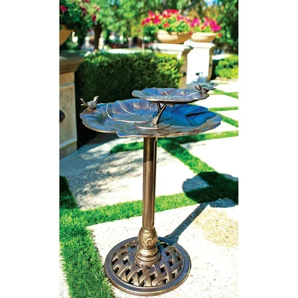 Innova 2 Tier Lily Pad Bird Bath Antique Brass - Image 2