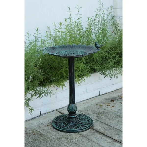 Innova Sunflower Bird Bath W/Stand Verdigris