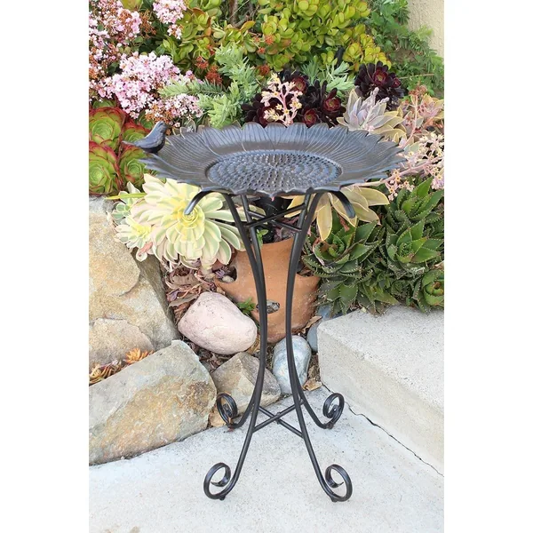 Innova Sunflower Birdbath Antique Black