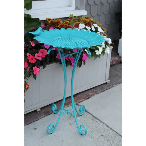 Innova Sunflower Birdbath Brushed Blue