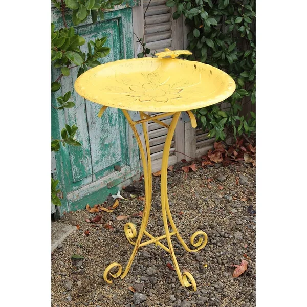 Innova Vintage Floral Birdbath Vintage Yellow