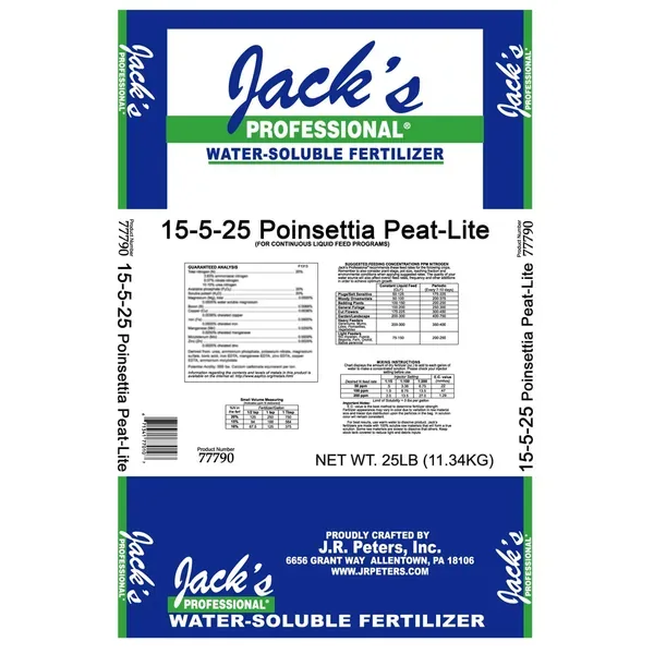 Jacks Prof Poinsettia Peat Lite 15-5-25 25lb (40 Bag Minimum) - Image 2