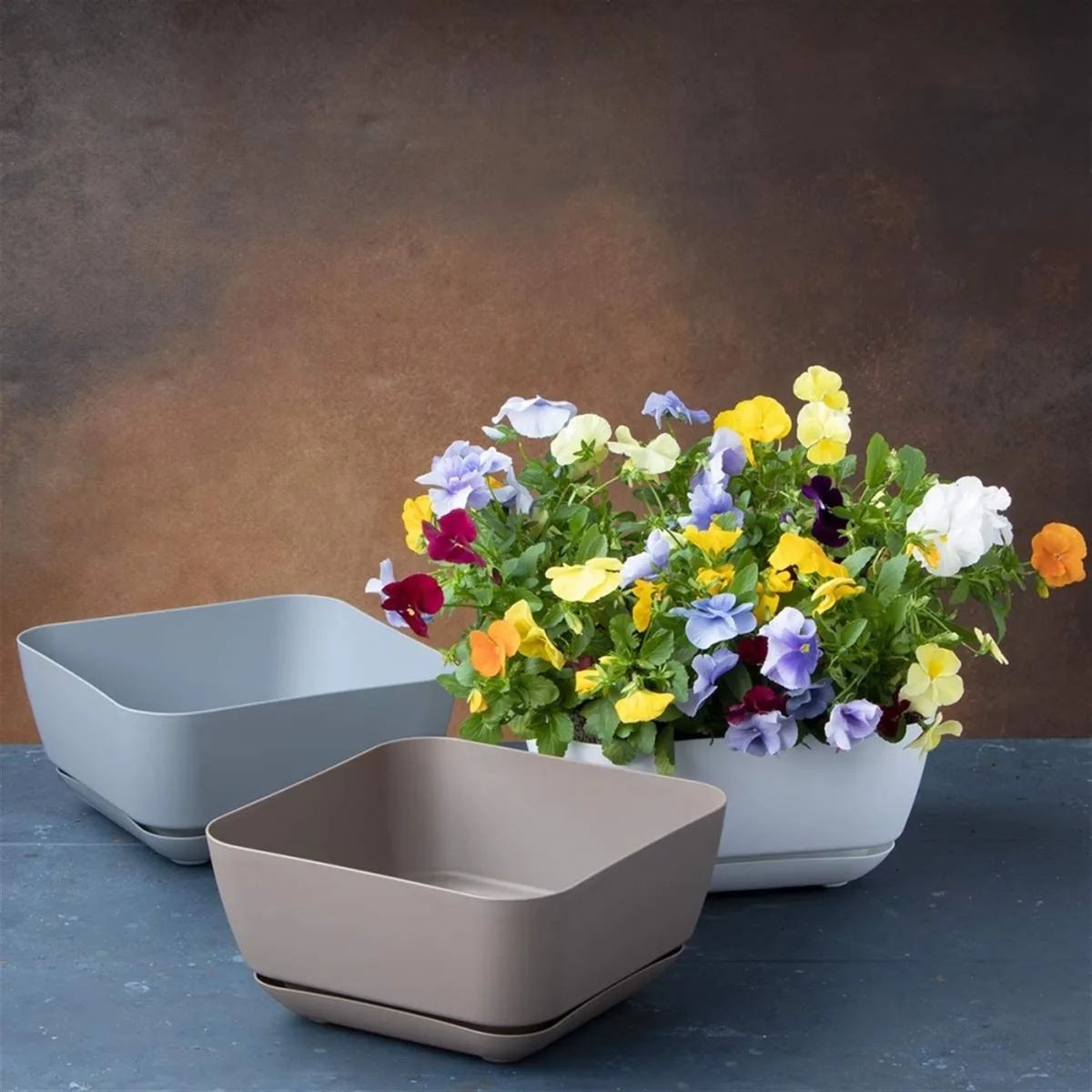 Majestic Gdn Planter Taupe 12"x12" Square Matte - Image 2
