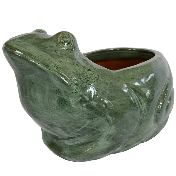 MCarr 13.4" Frog Planter Falling Green