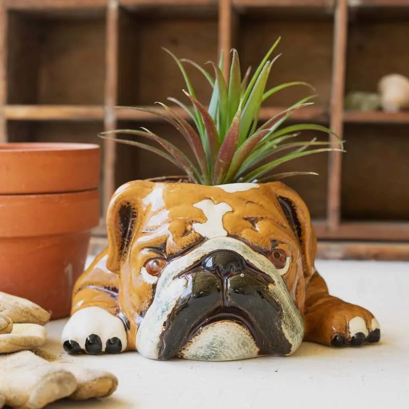MCarr 15" Bulldog Planter Light Cream - Image 2